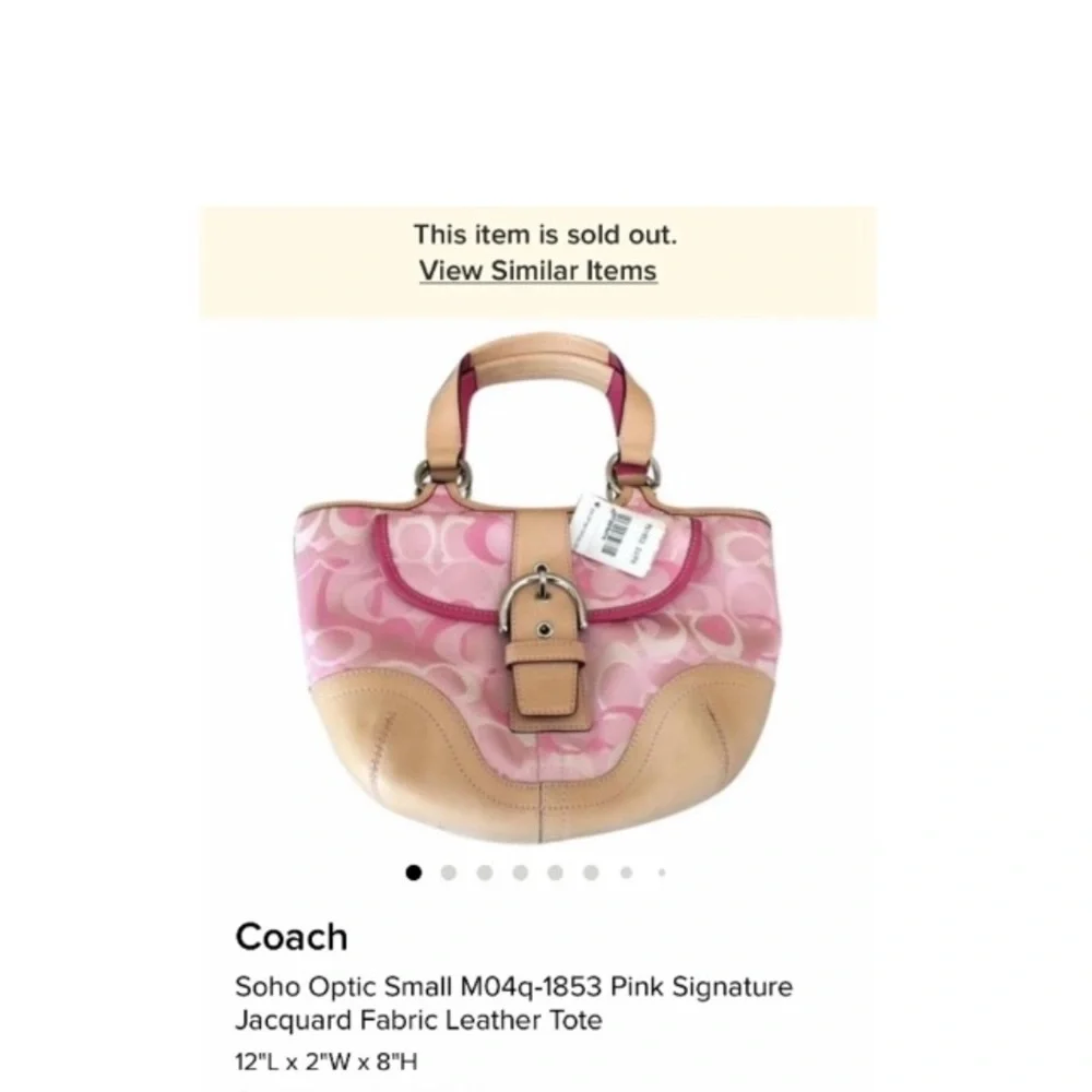Coach Pink Signature Jacquard Tote with Cream Trim - Picture 14 of 15